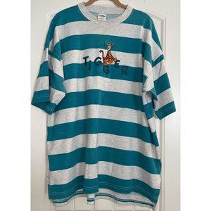 Vintage Disney Store Tigger Teal Gray Striped Embroidered Size XL USA 1990's